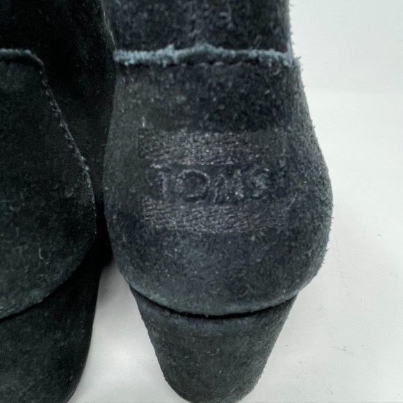 Toms Womens Black Suede Leather Lace up Wedge Heel Bootie Size 6.5 - Picture 6 of 12